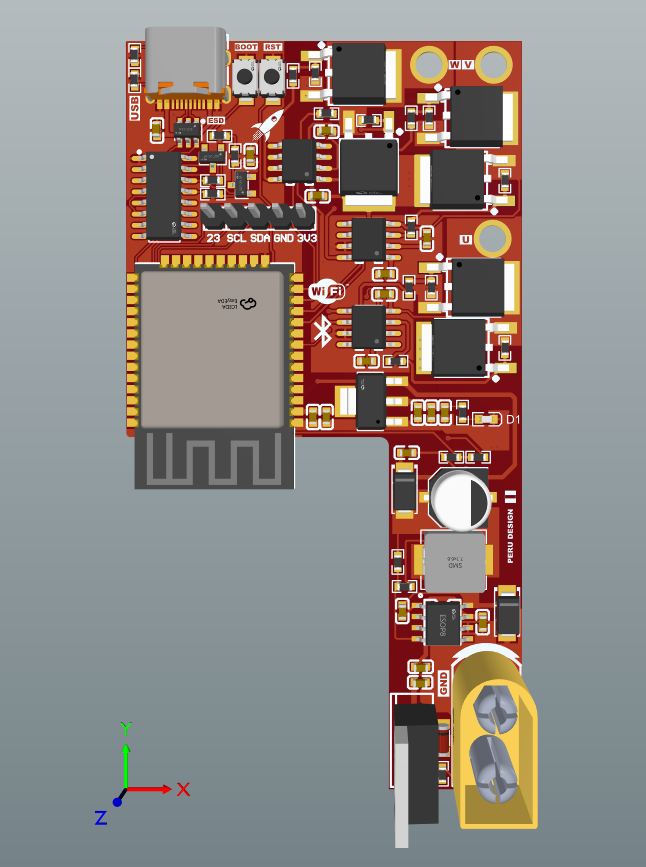 Vista superior de la PCB del proyecto experimental TECKIO